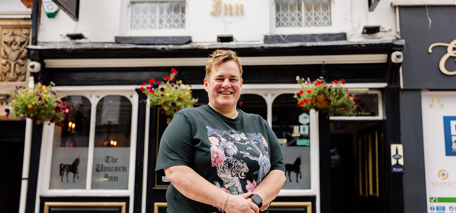Pub owner standing outside Unicorn Inn