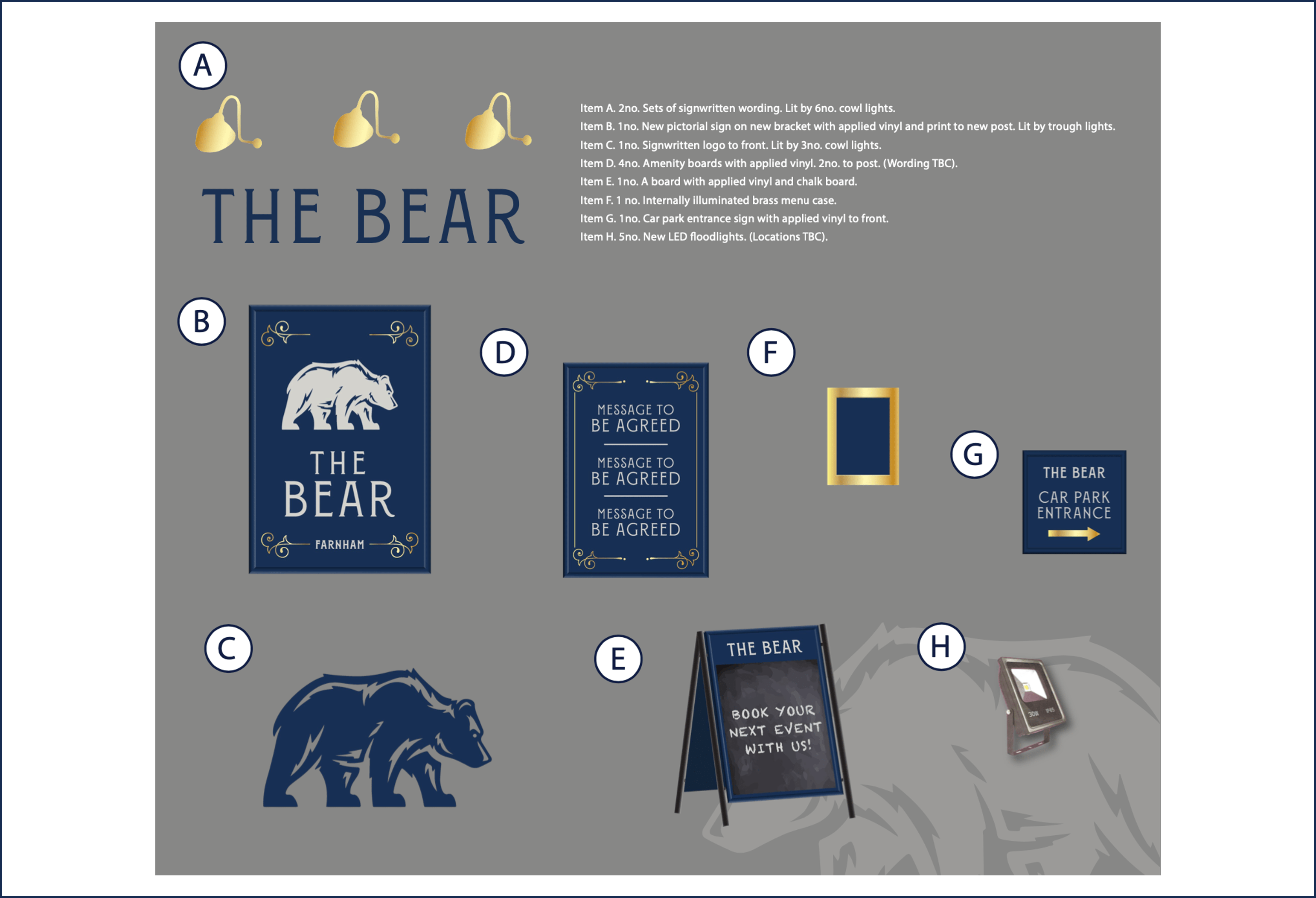 Bear & Ragged Farnham Signage