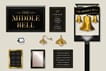 Middle Bell mood board with gold and black signage 